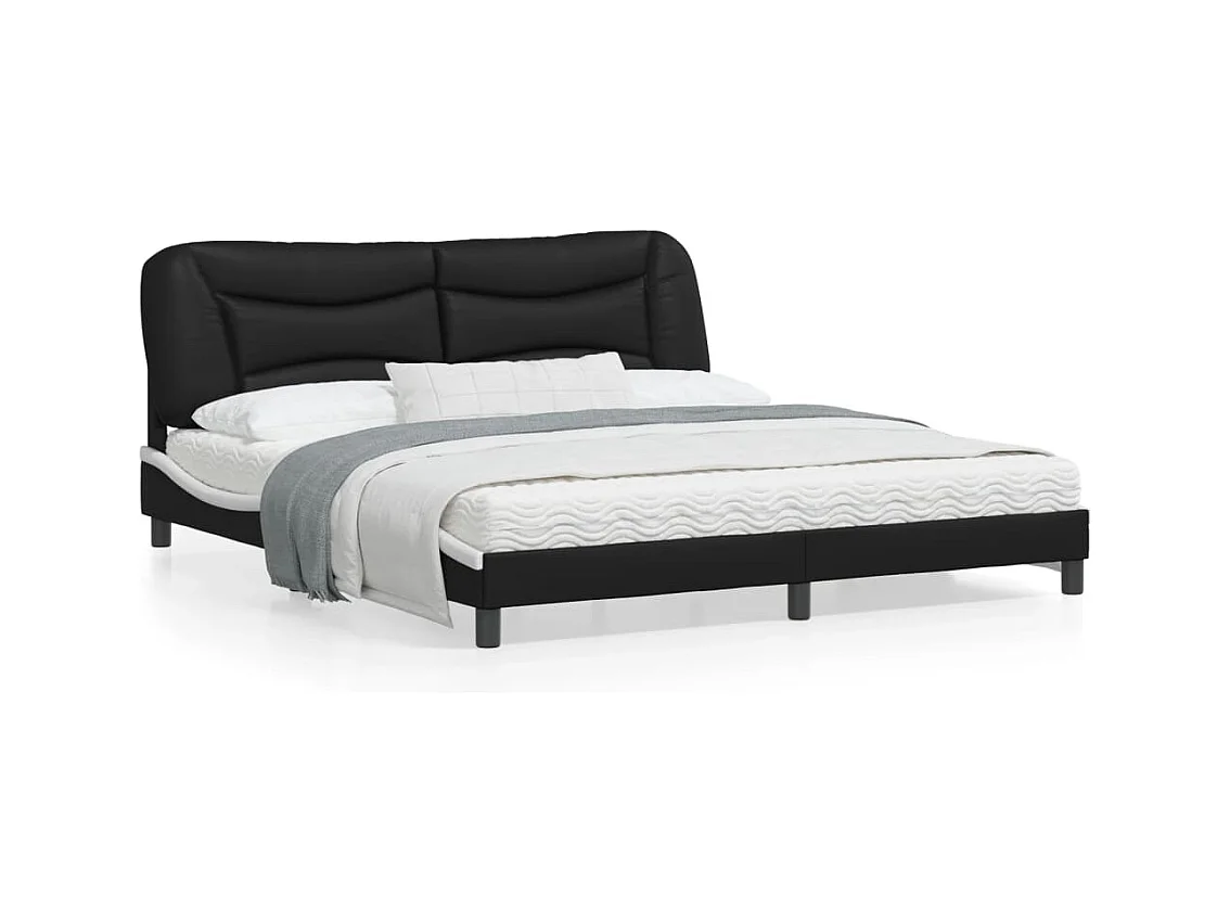 Bedframe met LED-verlichting kunstleer zwart en wit 180x200 cm
