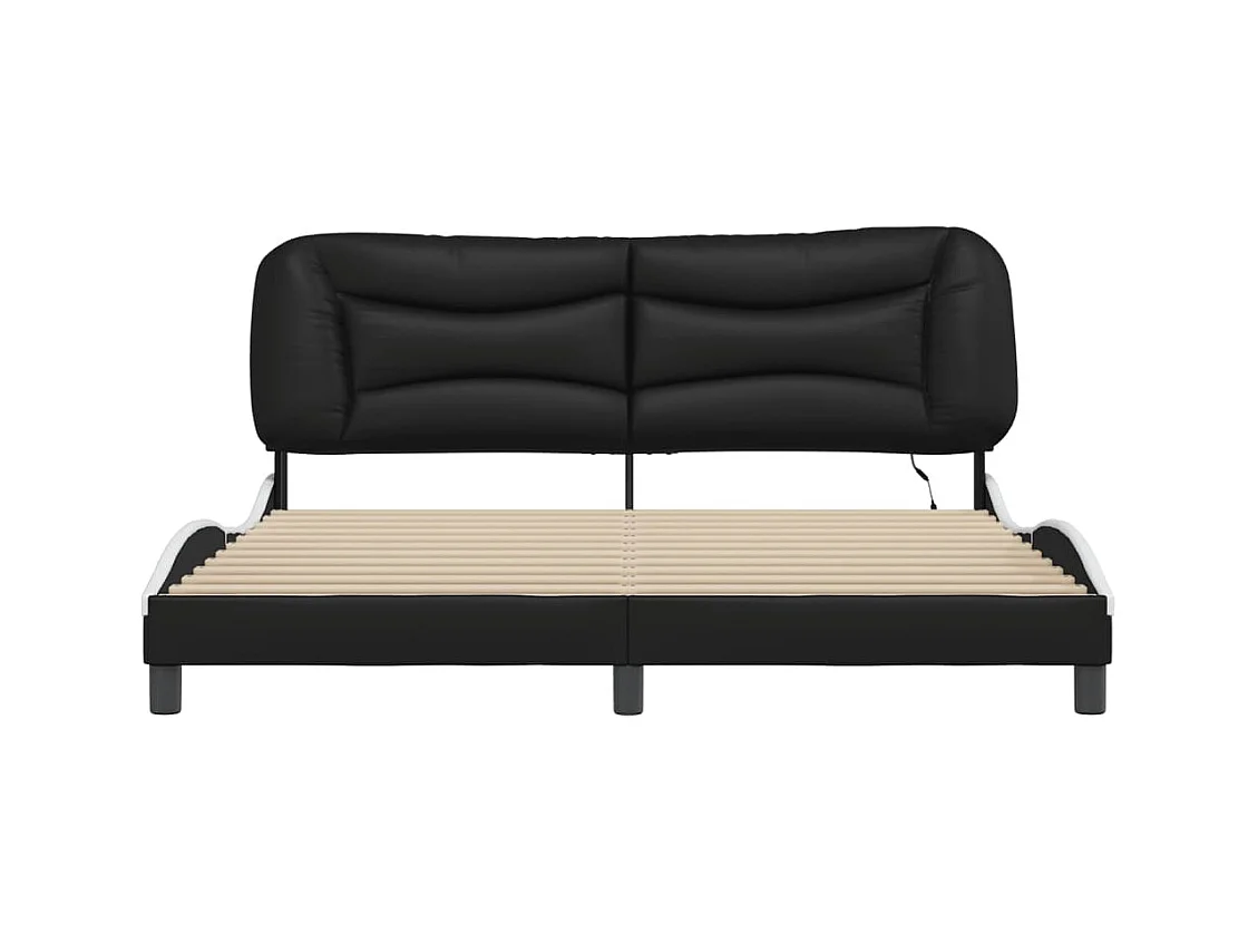 Bedframe met LED-verlichting kunstleer zwart en wit 180x200 cm