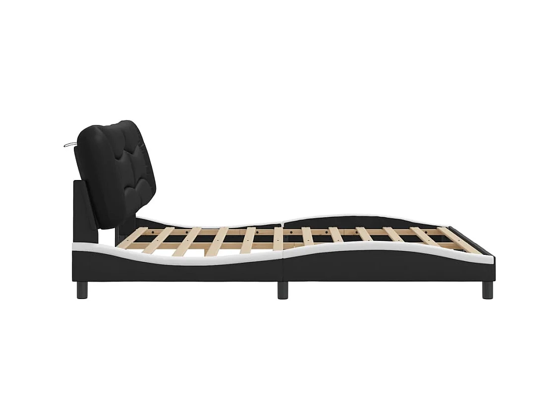 Bedframe met LED-verlichting kunstleer zwart en wit 180x200 cm