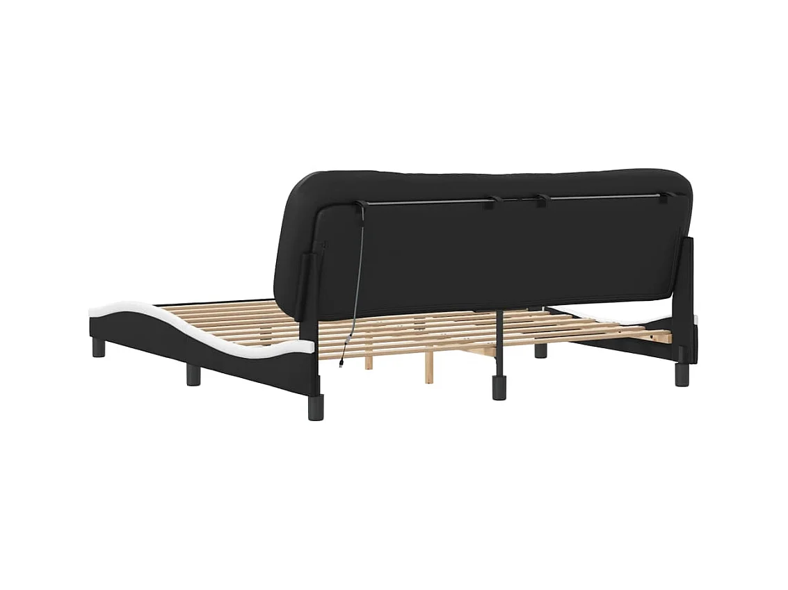 Bedframe met LED-verlichting kunstleer zwart en wit 180x200 cm