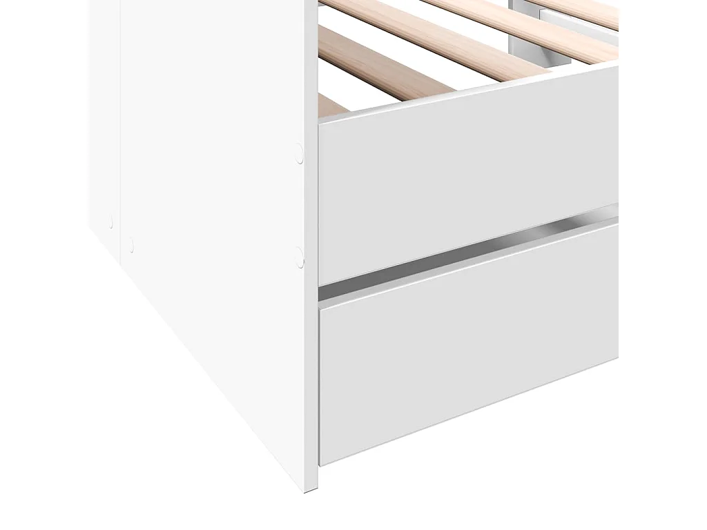 Lit de jour avec tiroirs blanc 75x190 bois d'ingénierie