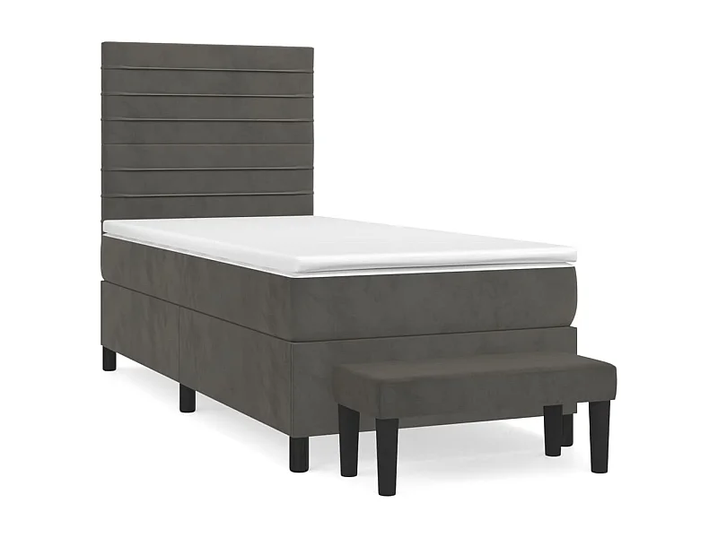 Sommier à lattes de lit et matelas Gris foncé 90x190 Velours
