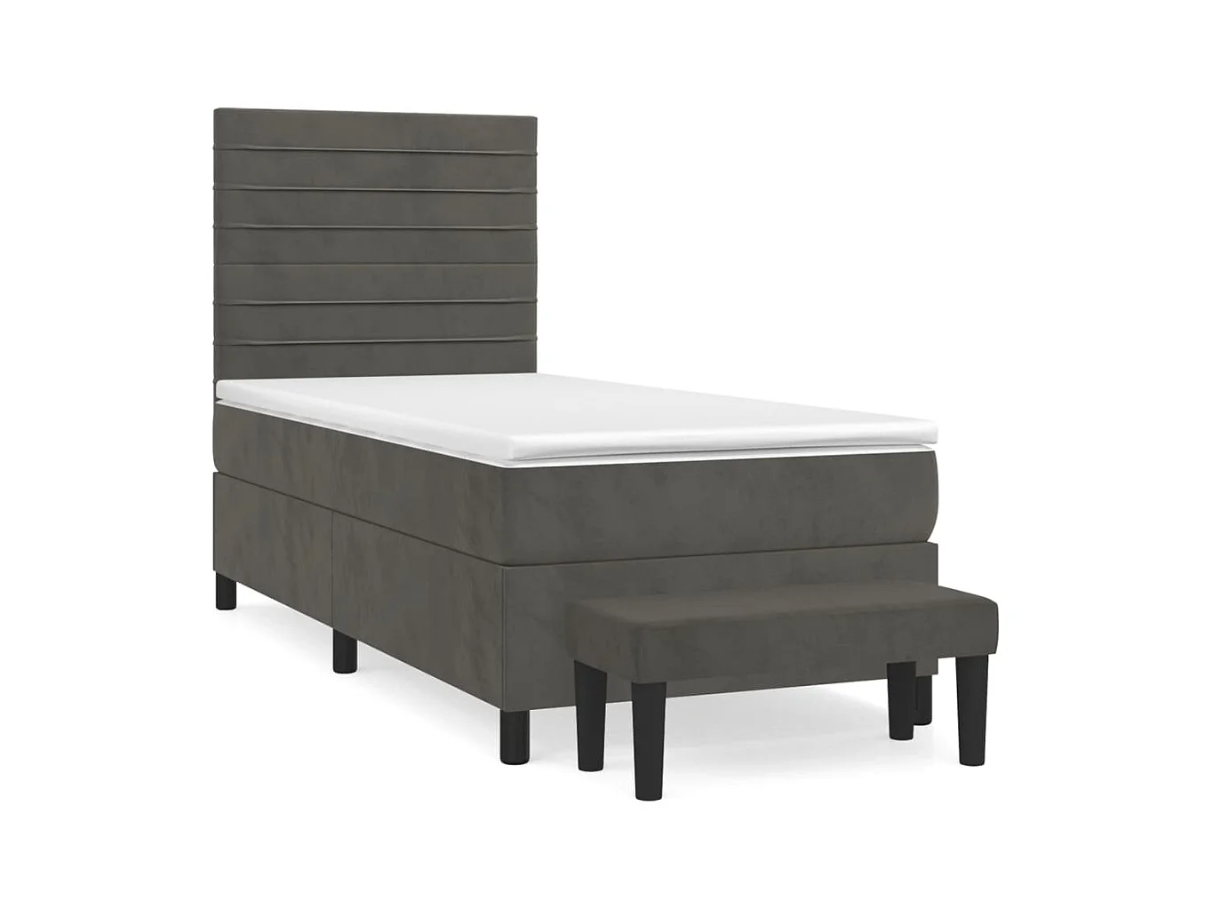Sommier à lattes de lit et matelas Gris foncé 90x190 Velours