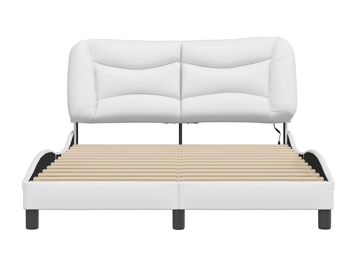 Cadre de lit avec lumières LED blanc 120x200 similicuir