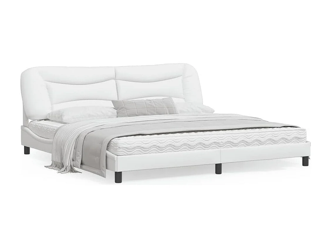 Cadre de lit avec tête de lit Blanc 200x200 Similicuir