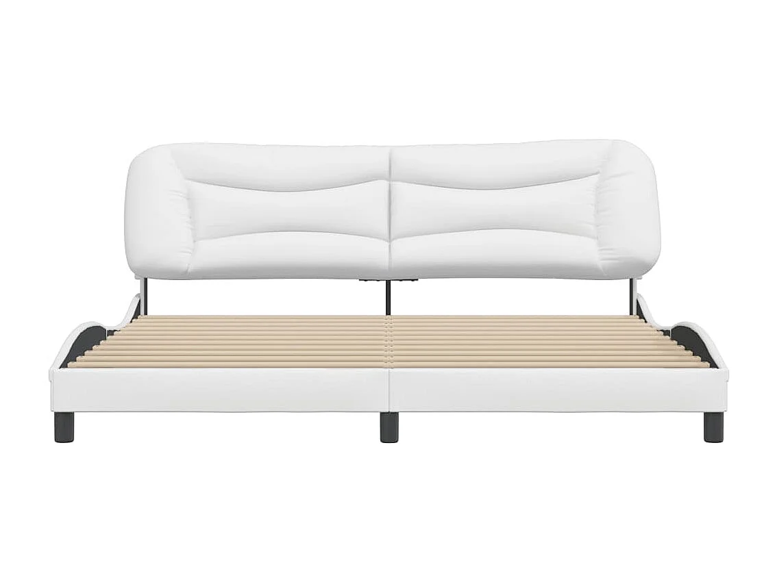 Cadre de lit avec tête de lit Blanc 200x200 Similicuir