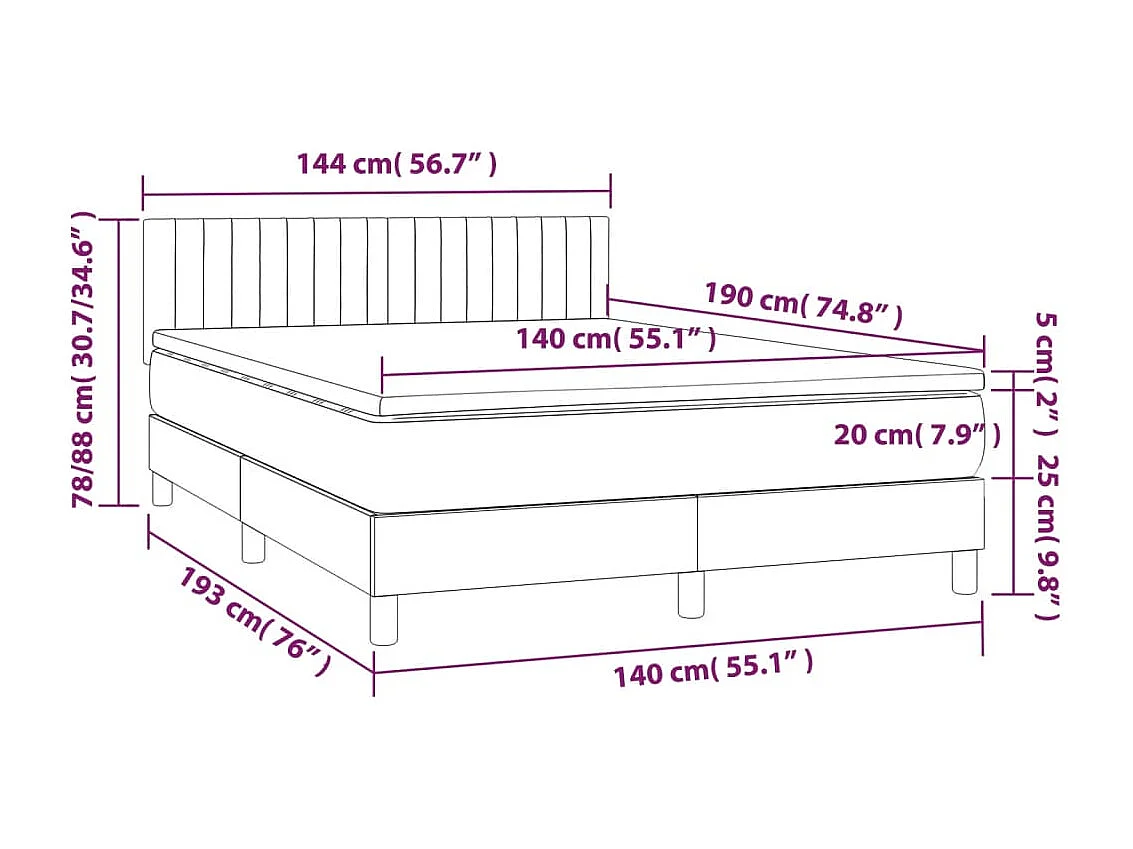 Sommier à lattes de lit avec matelas Noir 140x190 Tissu