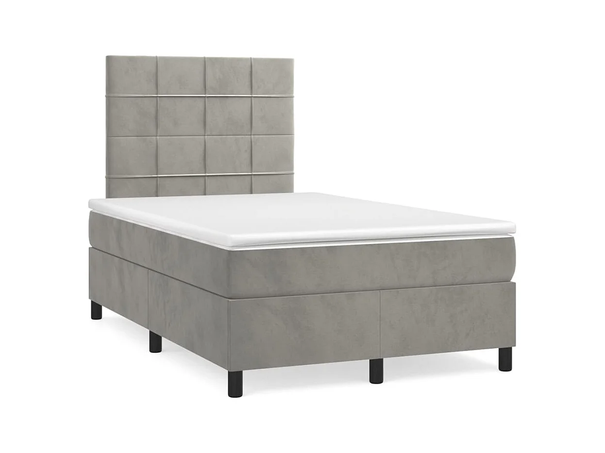 Sommier à lattes de lit et matelas Gris clair 120x200 Velours