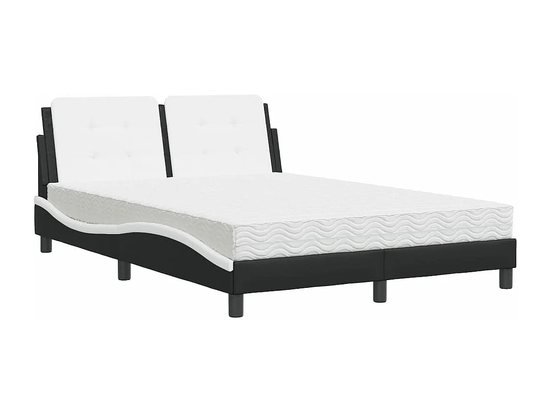 Lit avec matelas noir et blanc 120x200 similicuir