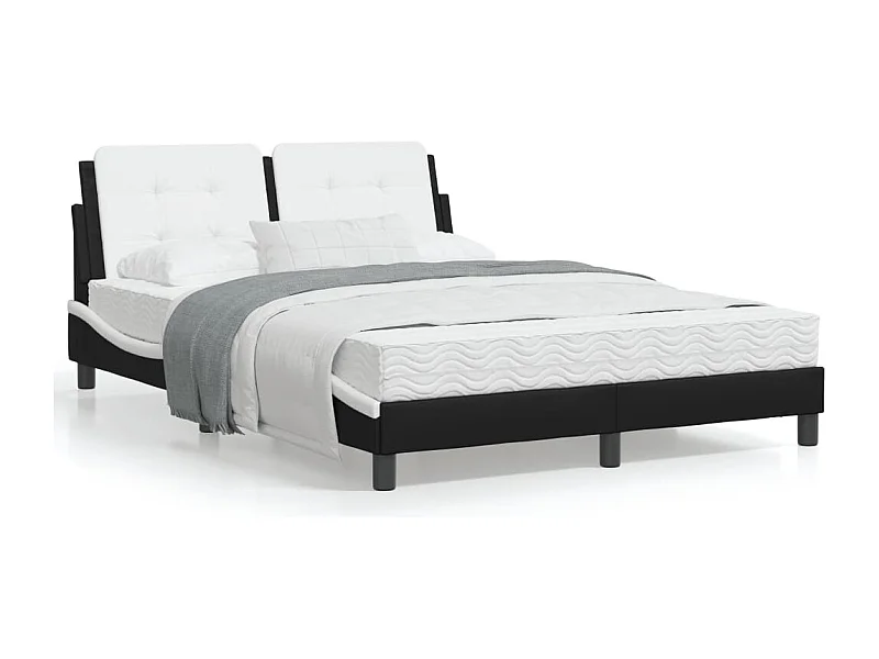 Lit avec matelas noir et blanc 120x200 similicuir