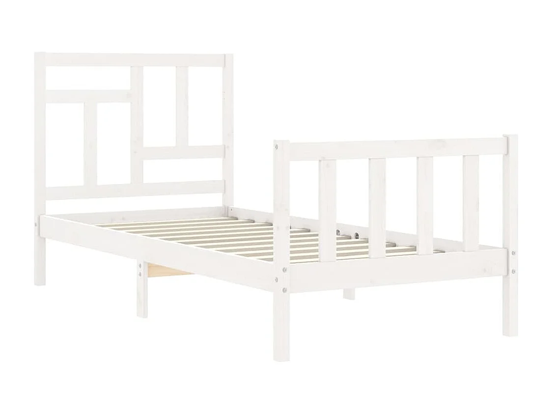 Cadre de lit avec tête de lit blanc 90x200 bois massif