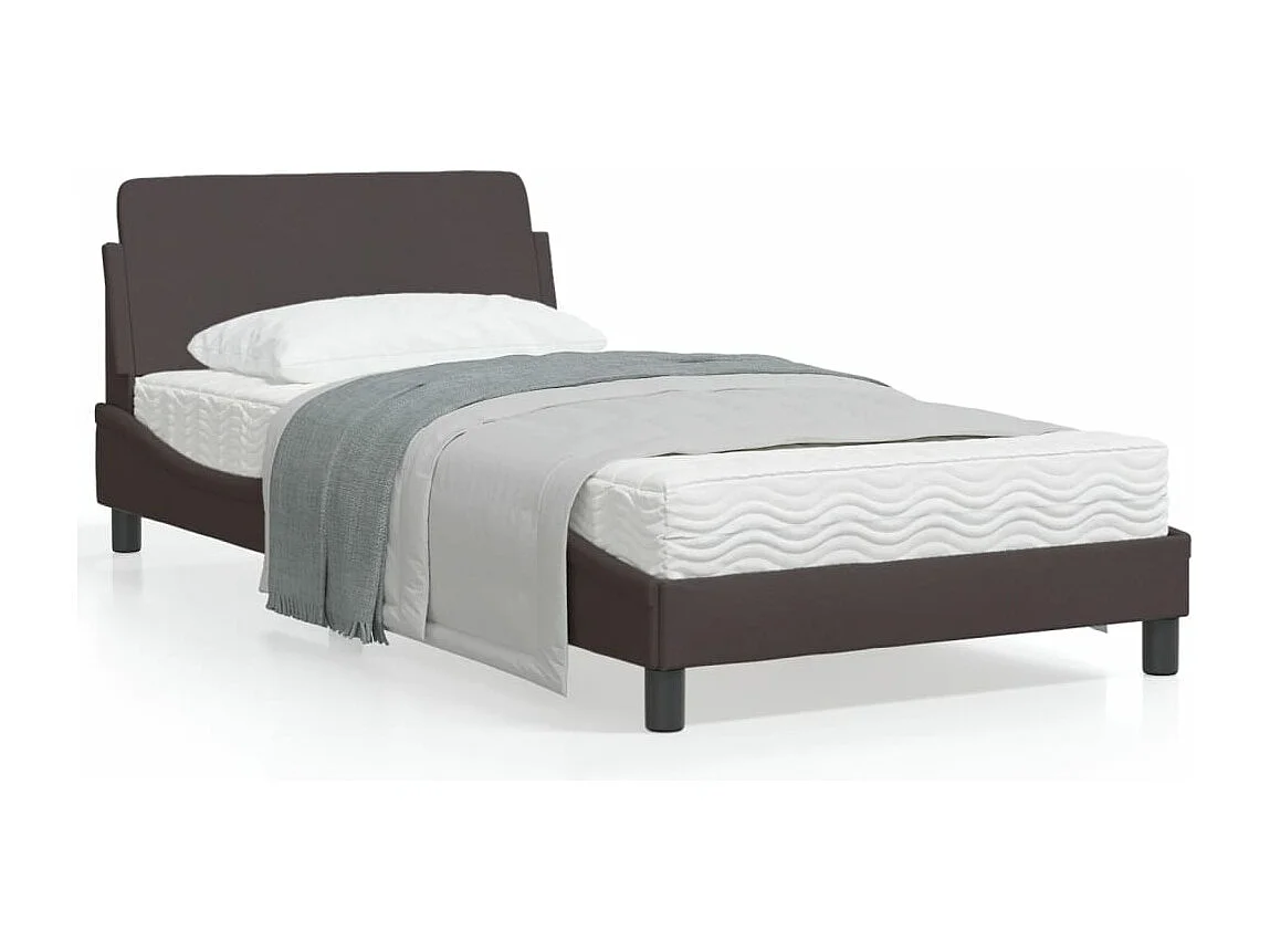 Cadre de lit avec tête de lit Marron foncé 100x200 Tissu