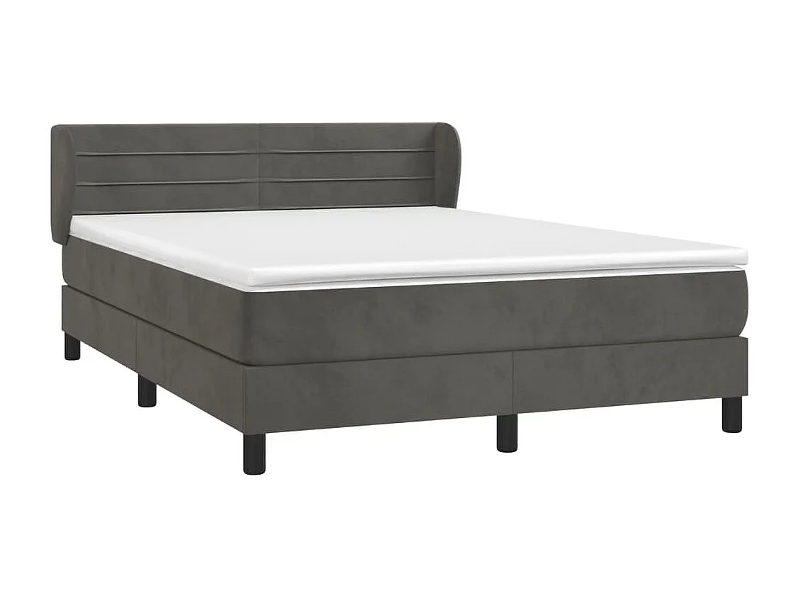 Sommier à lattes de lit et matelas Gris foncé 180x200 Velours
