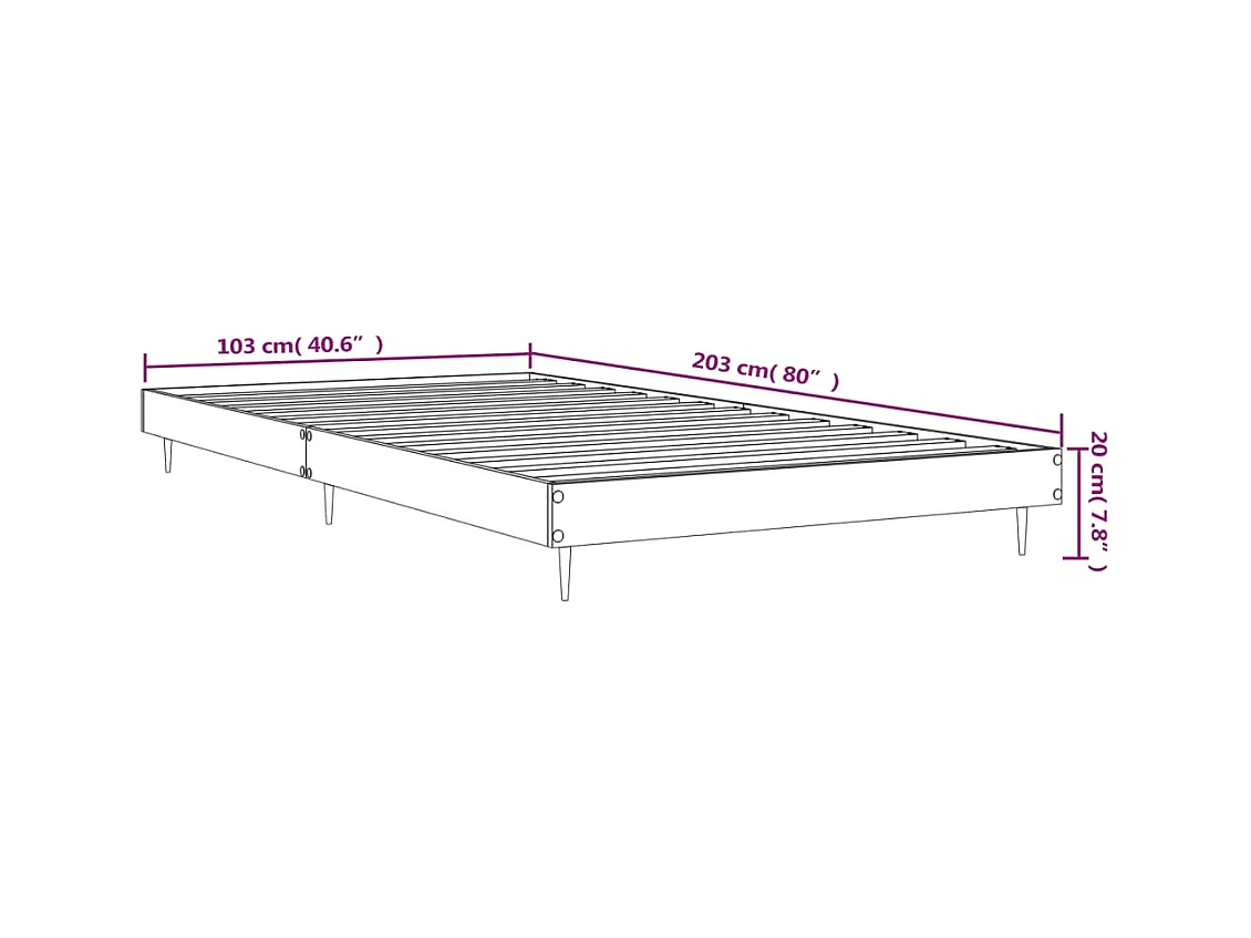 Bedframe bewerkt hout betongrijs 100x200 cm