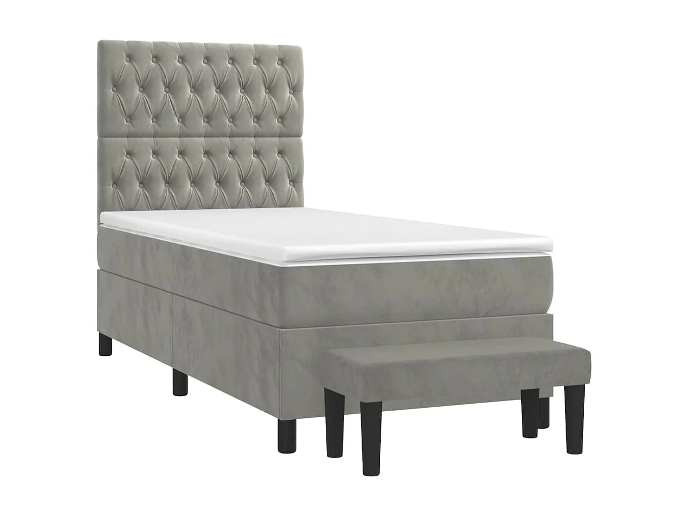 Sommier à lattes de lit et matelas Gris clair 90x200 Velours