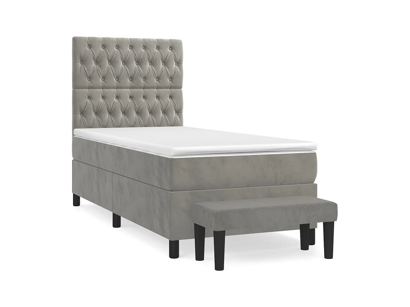 Sommier à lattes de lit et matelas Gris clair 90x200 Velours