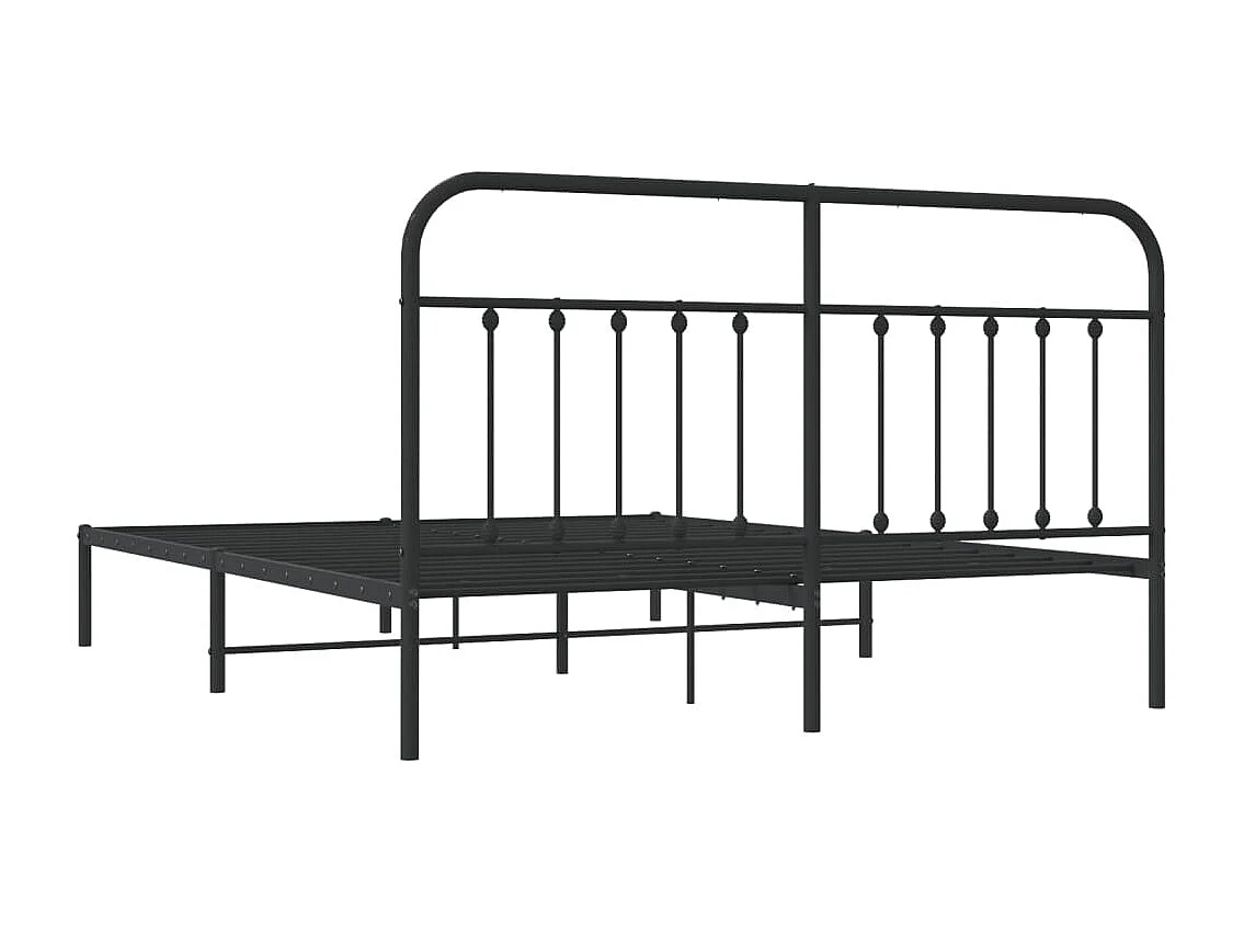 Cadre de lit métal avec tête de lit noir 183x213