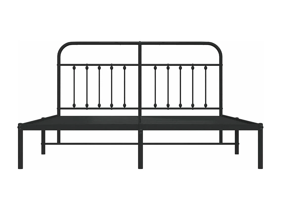 Cadre de lit métal avec tête de lit noir 183x213