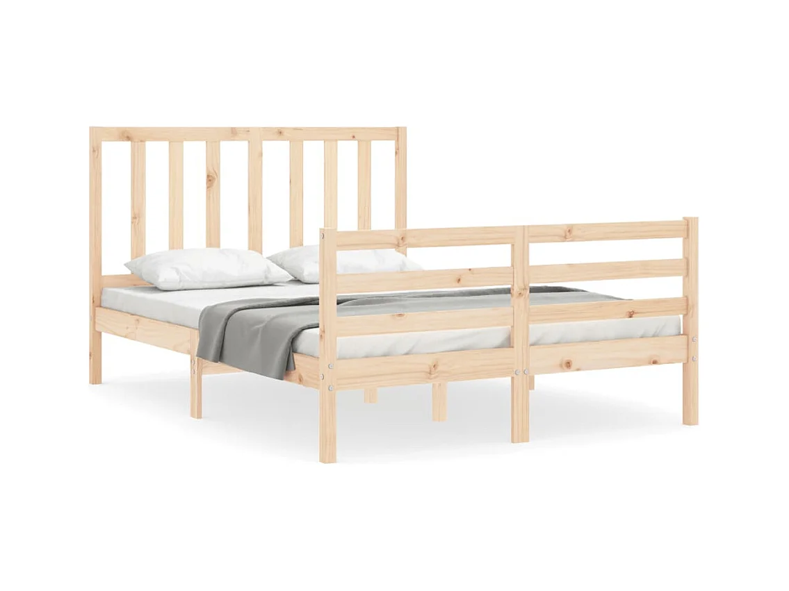 Bedframe met hoofdbord massief hout 140x190 cm