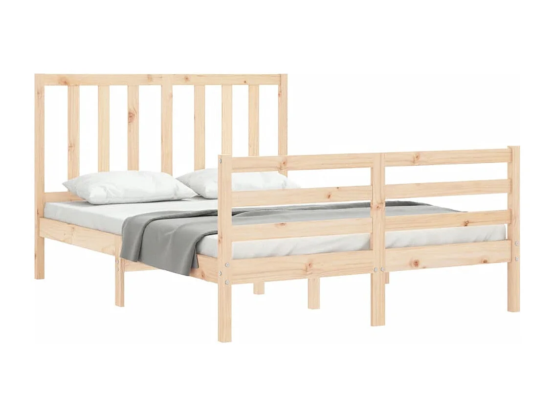 Bedframe met hoofdbord massief hout 140x190 cm