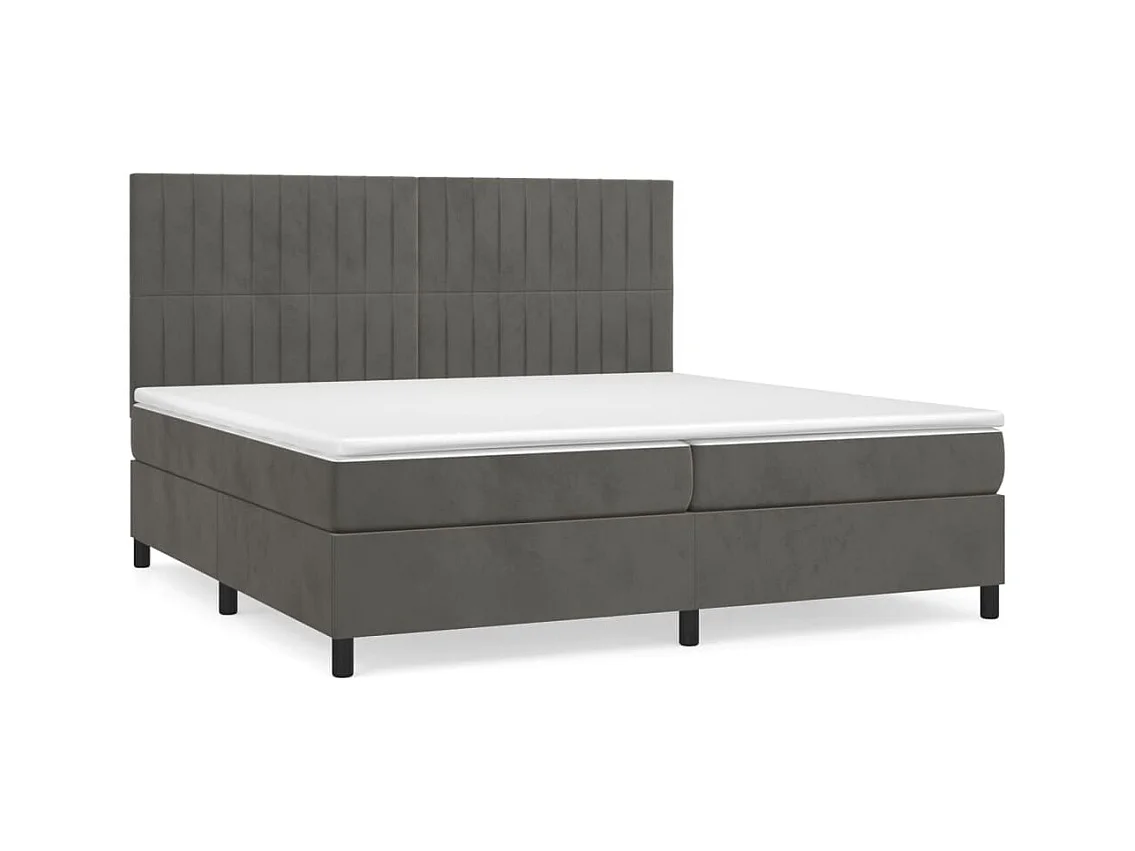 Sommier à lattes de lit et matelas Gris foncé 200x200 Velours