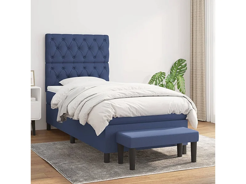 Sommier à lattes de lit avec matelas Bleu 80x200 Tissu