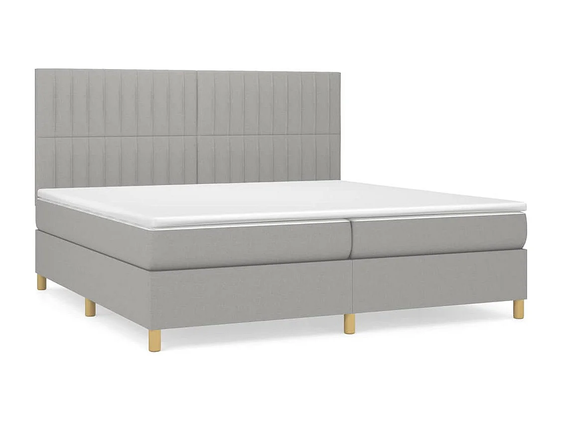 Lit à sommier tapissier avec matelas Gris clair 200x200 Tissu 4