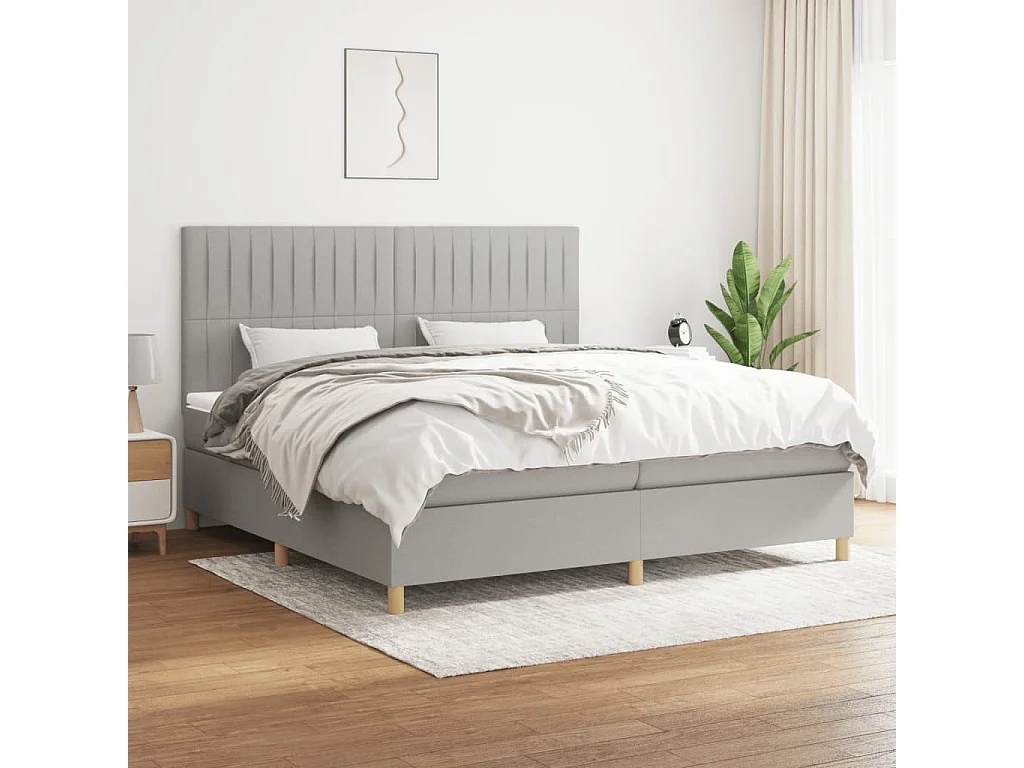 Lit à sommier tapissier avec matelas Gris clair 200x200 Tissu 4