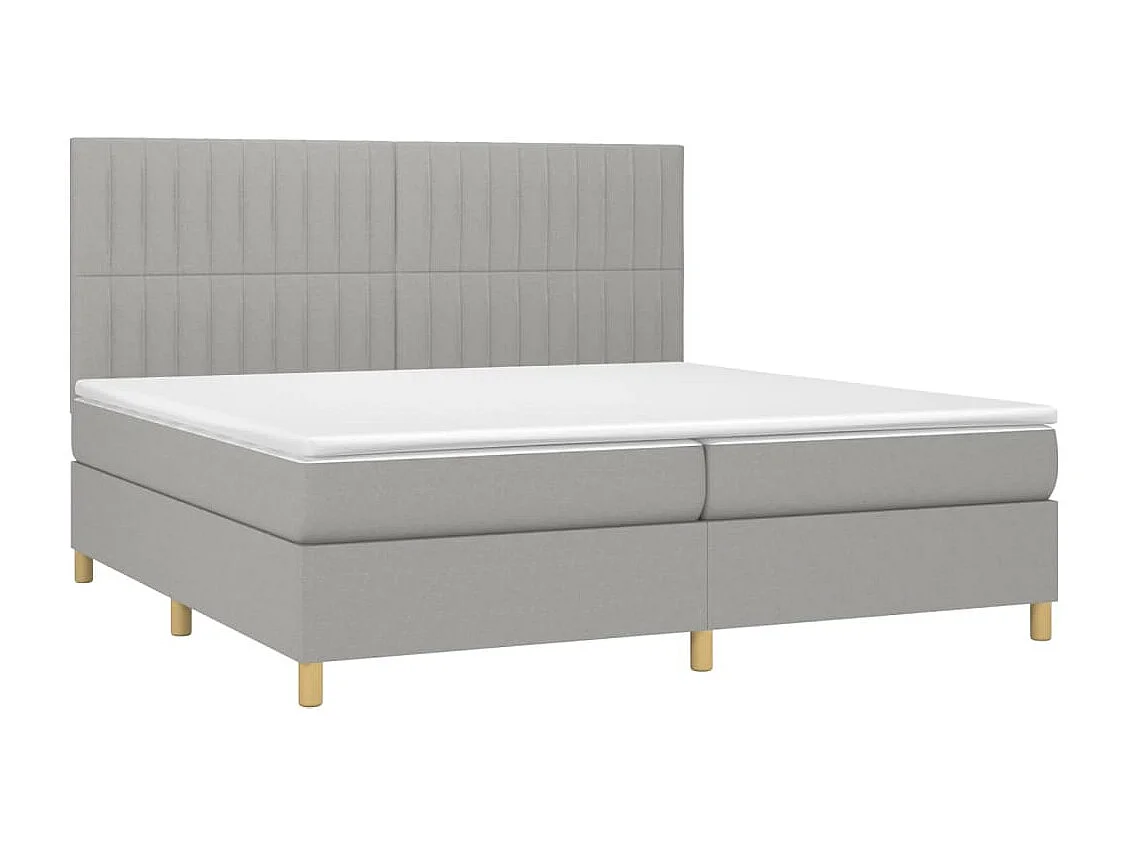 Lit à sommier tapissier avec matelas Gris clair 200x200 Tissu 4
