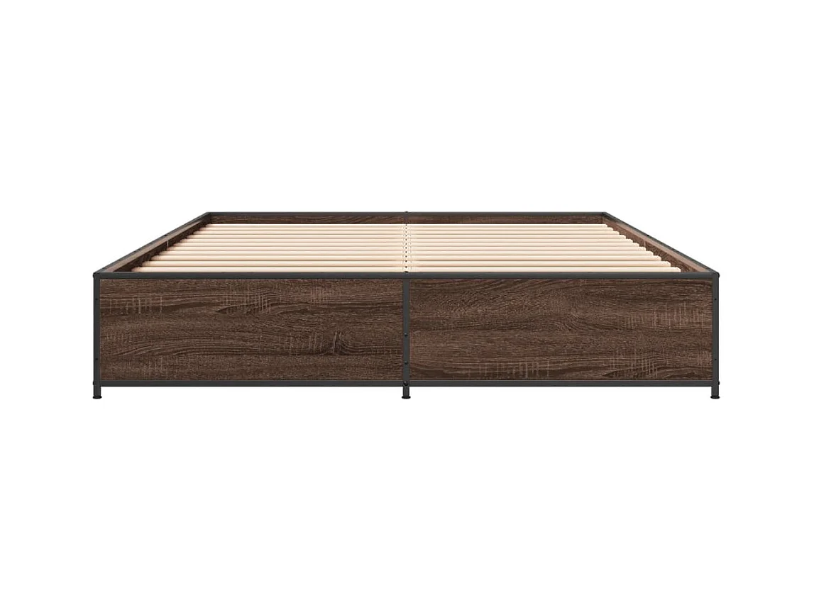 Cadre de lit chêne marron 150x200 bois d'ingénierie et métal