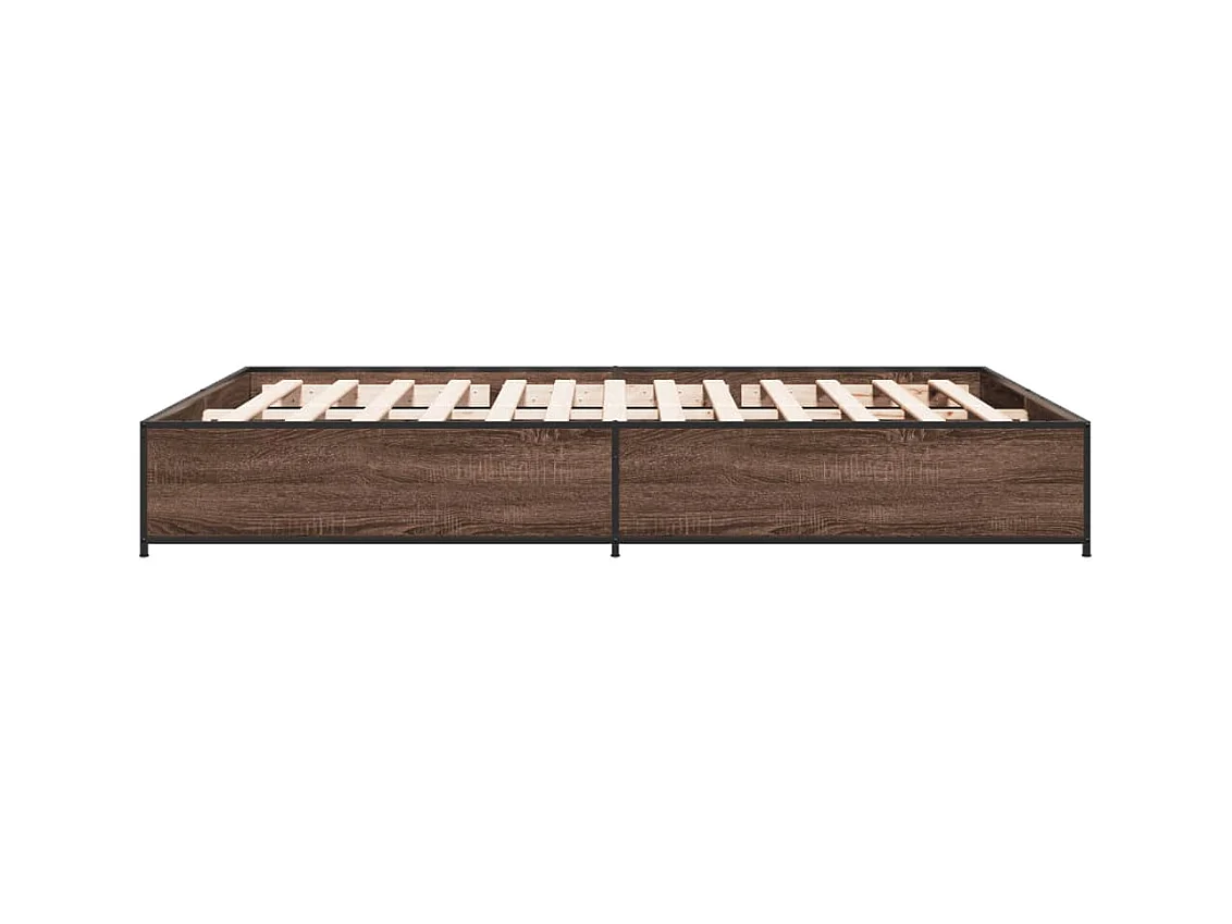 Cadre de lit chêne marron 150x200 bois d'ingénierie et métal