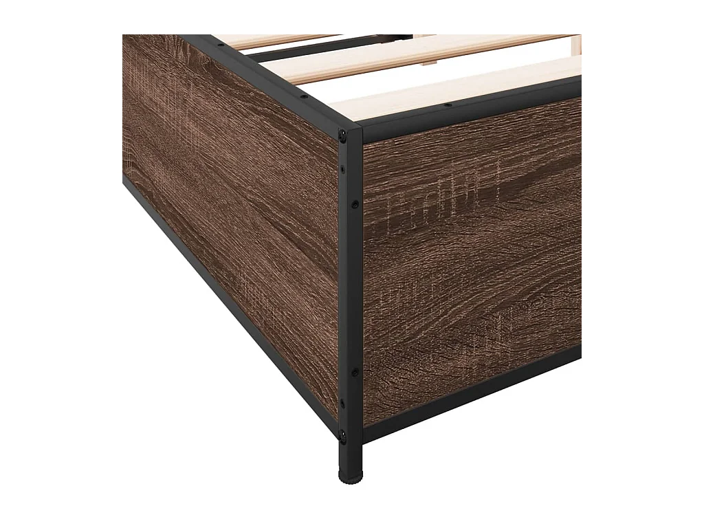 Cadre de lit chêne marron 150x200 bois d'ingénierie et métal