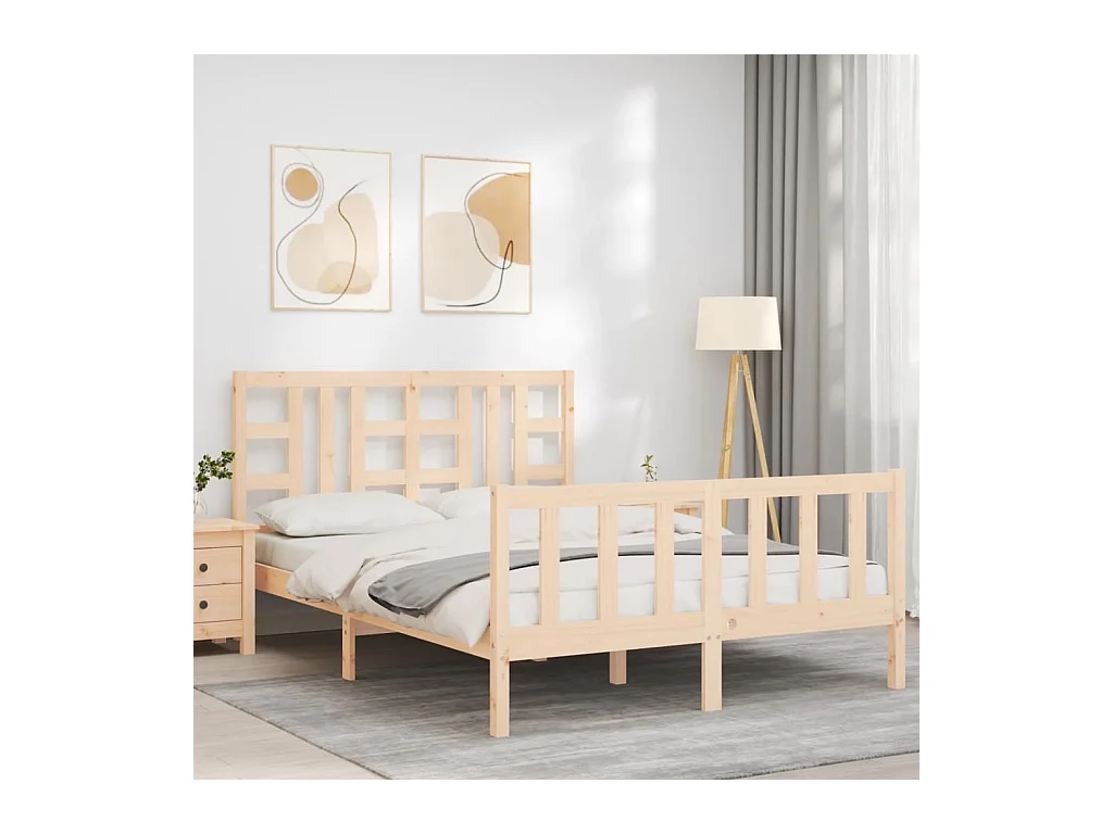 Cadre de lit avec tête de lit 140x190 bois massif