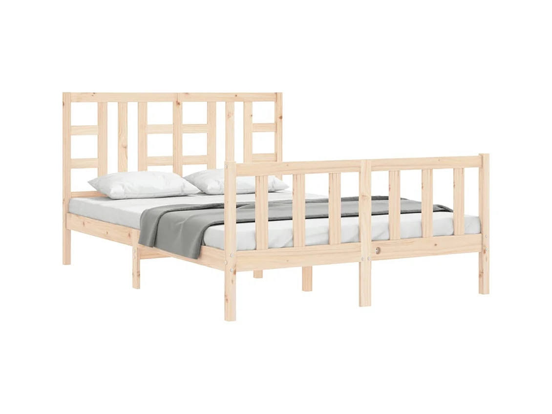 Cadre de lit avec tête de lit 140x190 bois massif