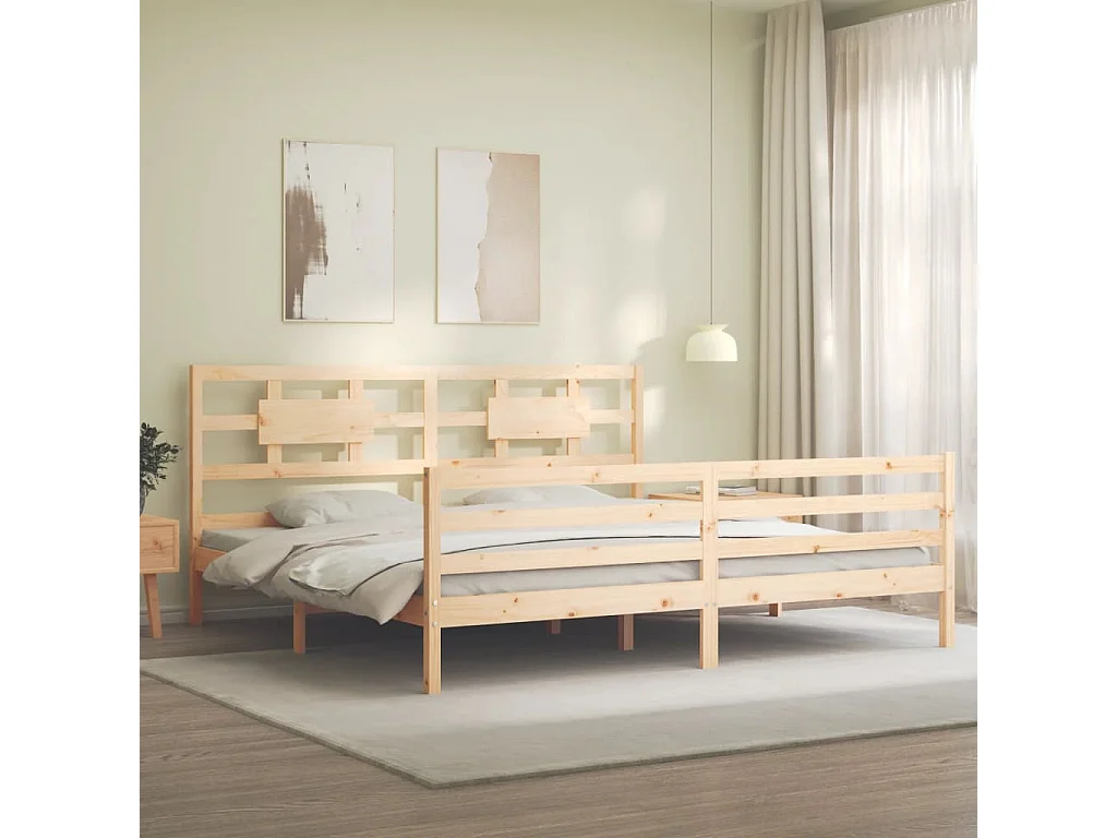 Cadre de lit avec tête de lit 200x200 bois massif