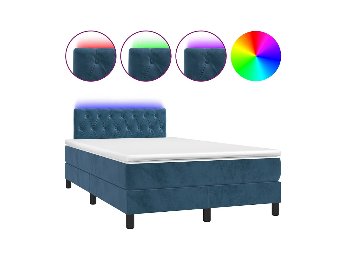Sommier à lattes de lit avec matelas LED Bleu foncé 120x200