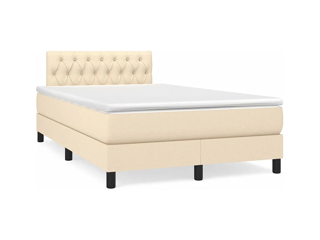 Sommier à lattes de lit matelas et LED crème 120x190 tissu