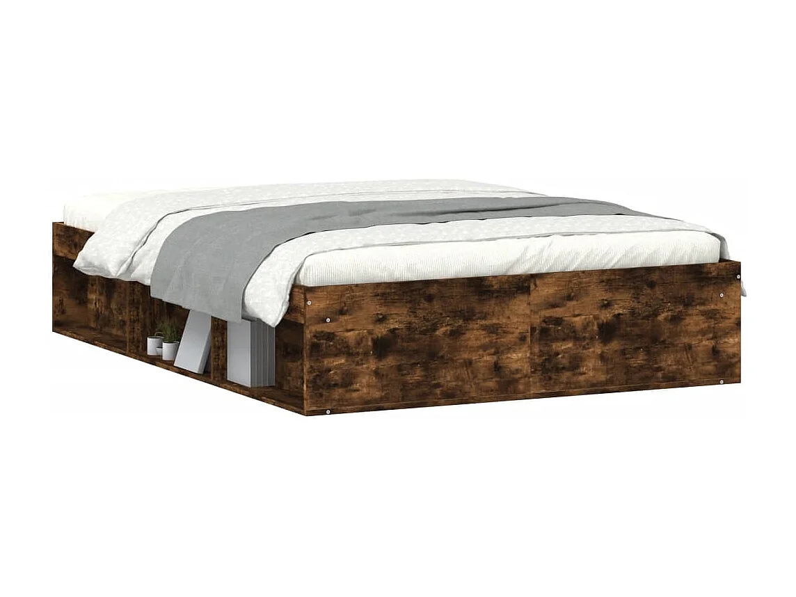 Cadre de lit chêne fumé 135x190 double