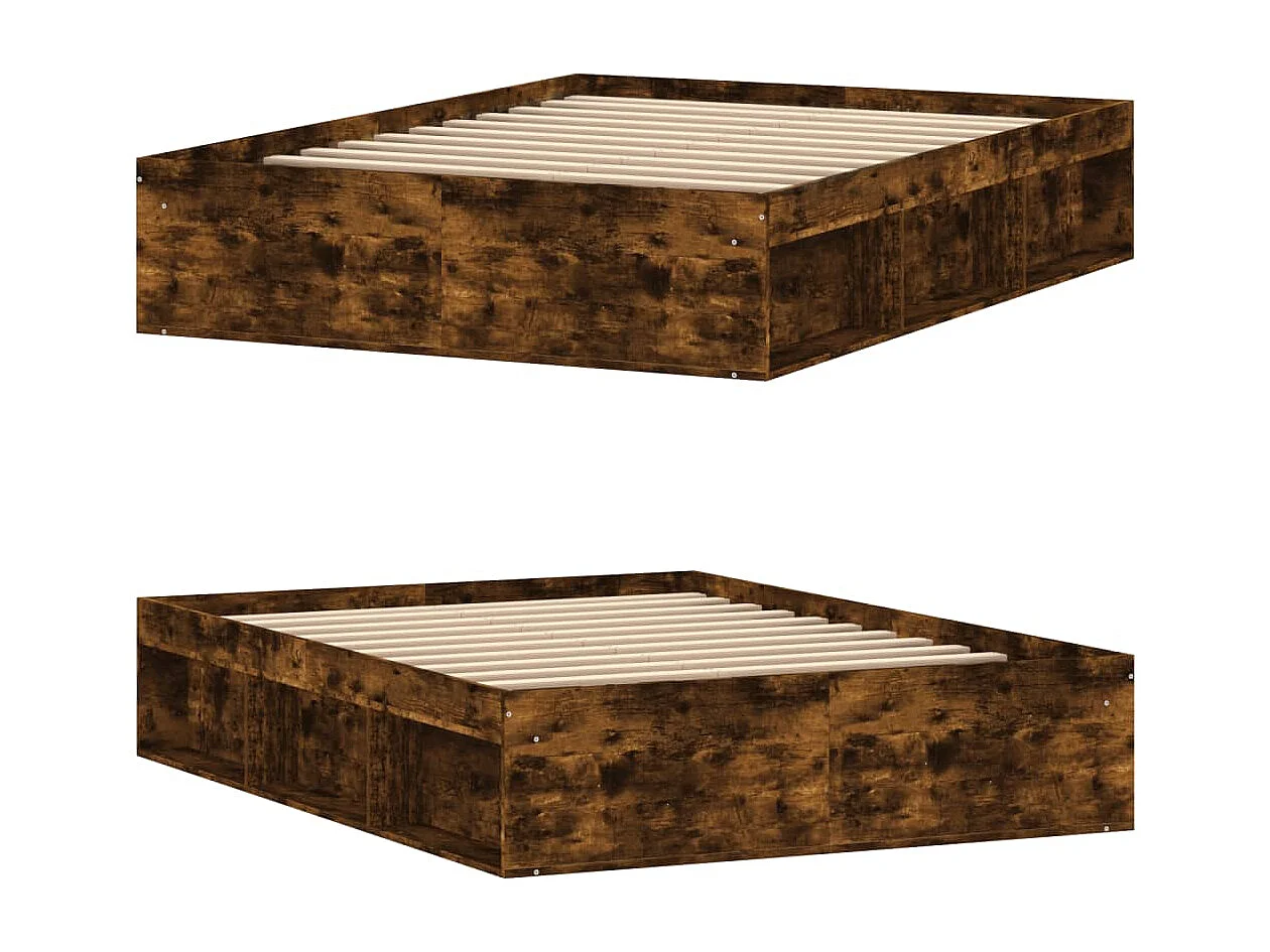 Cadre de lit chêne fumé 135x190 double