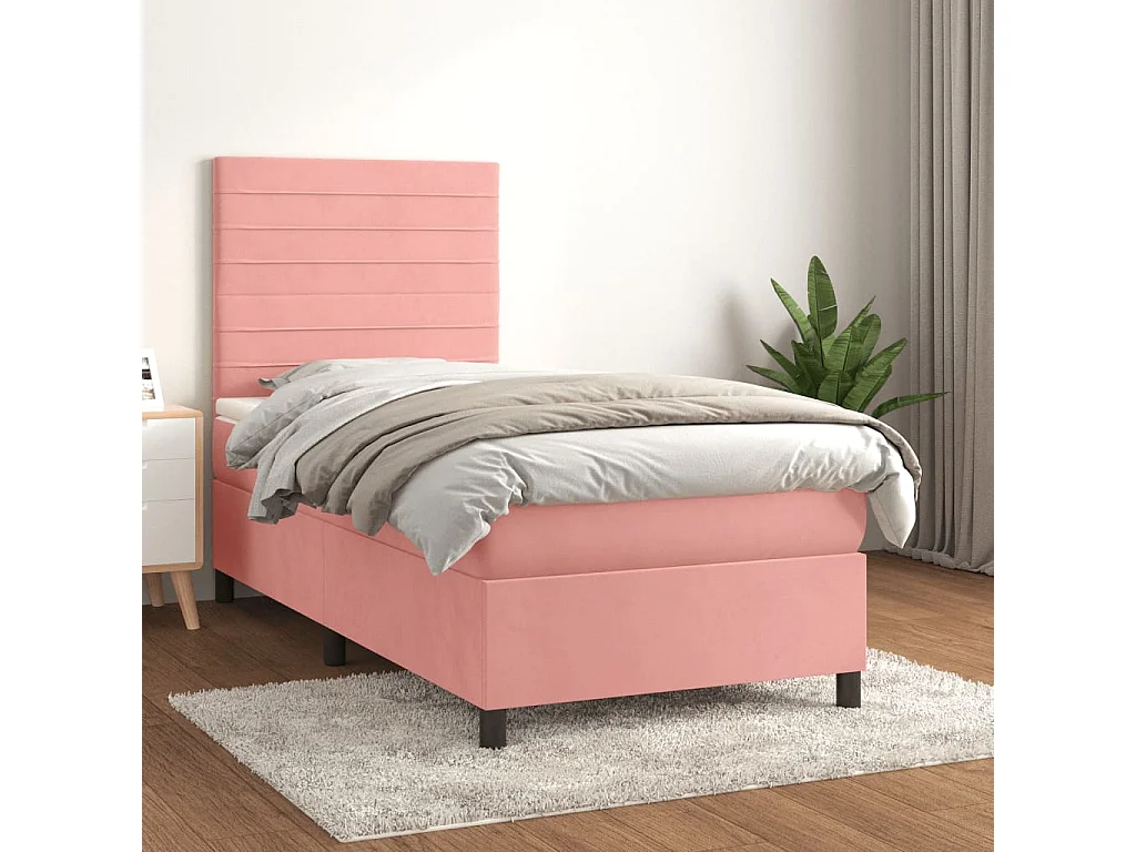 Sommier à lattes de lit avec matelas Rose 90x200 Velours