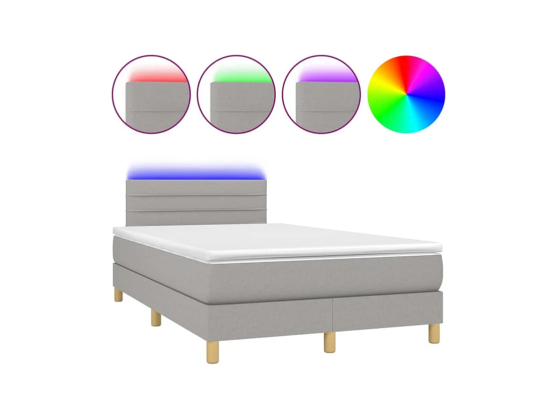 Sommier à lattes de lit matelas LED gris clair 120x190 tissu