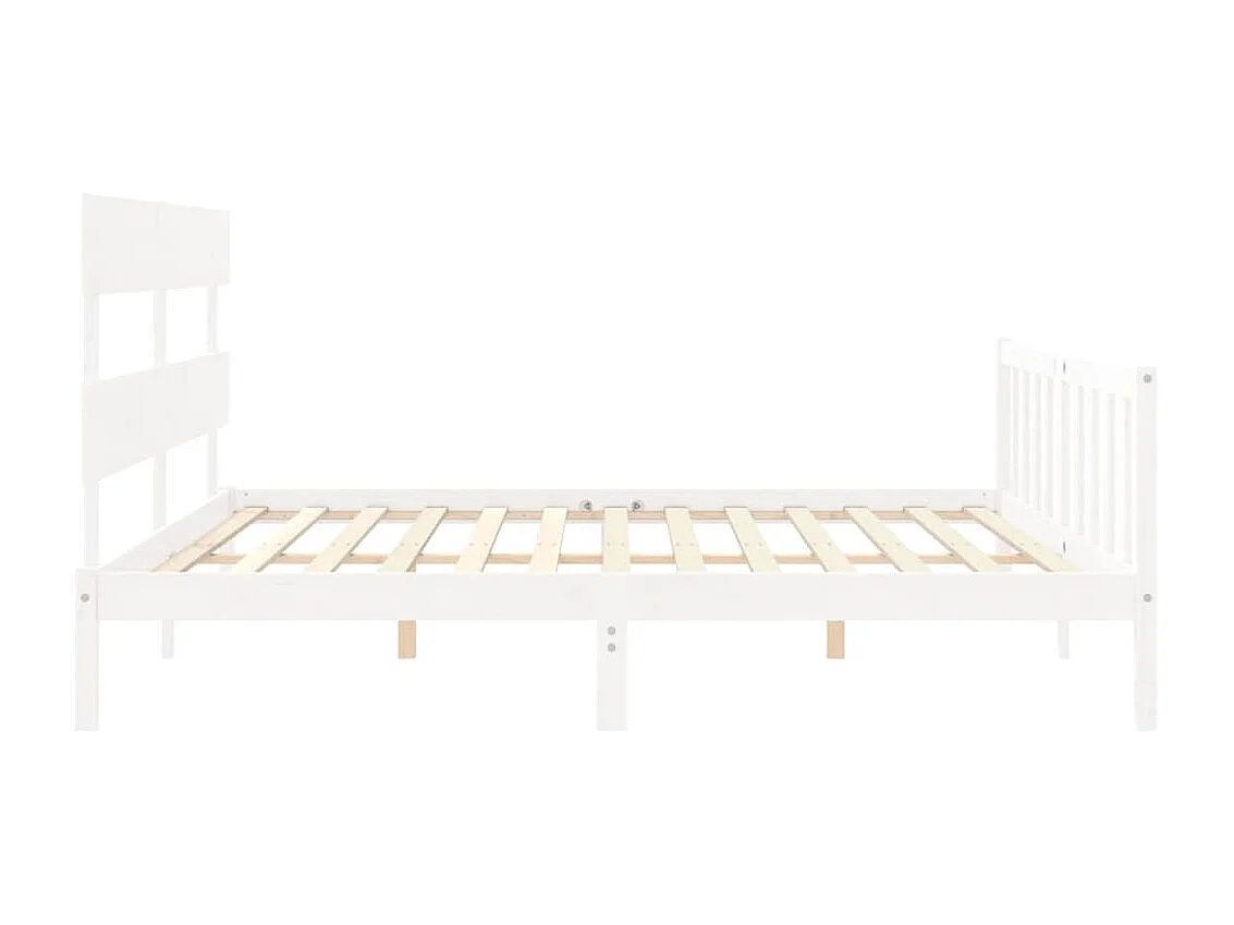 Cadre de lit avec tête de lit blanc Super King Size bois massif