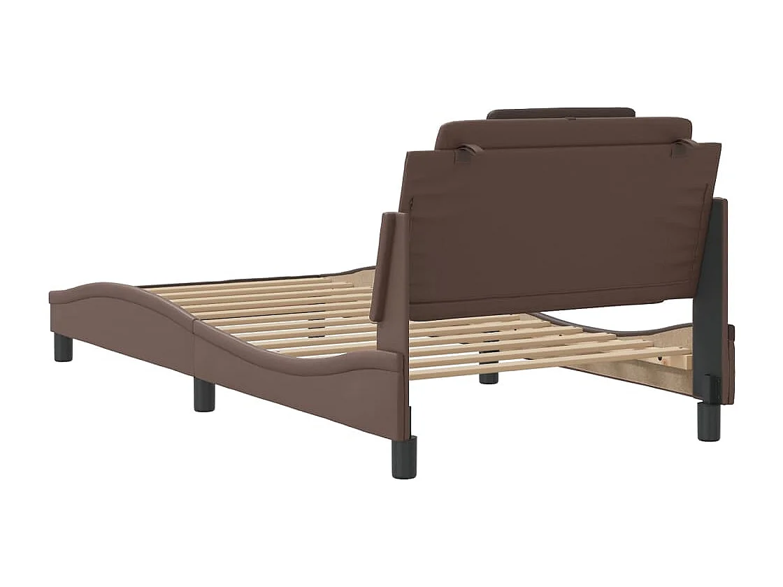 Cadre de lit avec lumières LED marron 100x200 similicuir