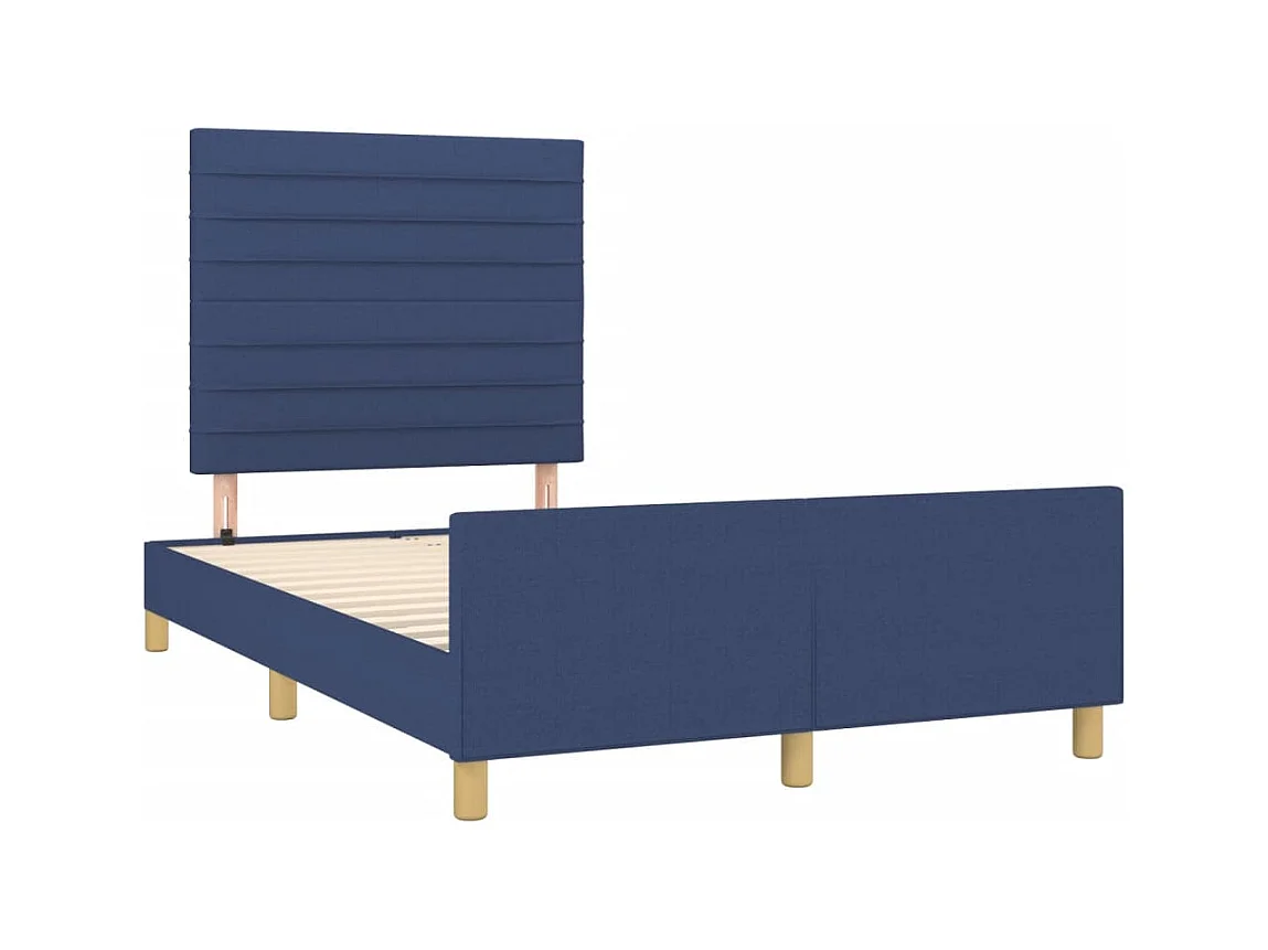 Cadre de lit avec tête de lit bleu 120x190 tissu