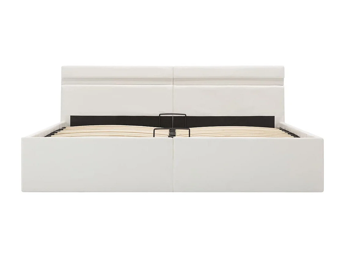 Lit à rangement avec LED Blanc Similicuir 180x200