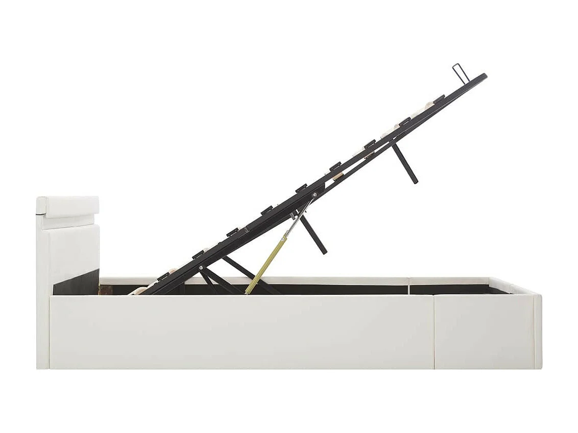 Lit à rangement avec LED Blanc Similicuir 180x200