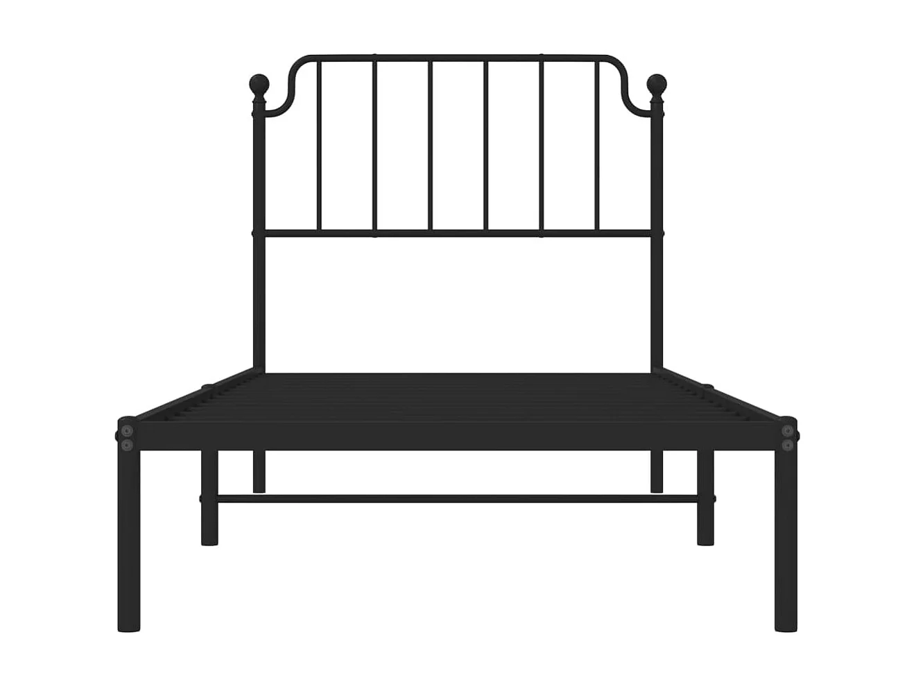 Cadre de lit métal avec tête de lit noir 90x200