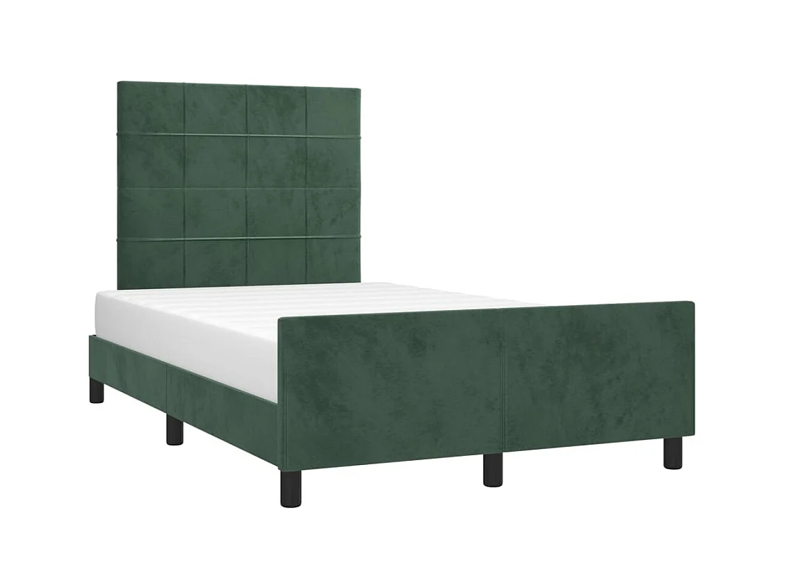 Cadre de lit avec tête de lit vert foncé 120x190 velours