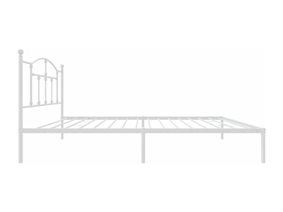 Cadre de lit métal avec tête de lit blanc 107x203