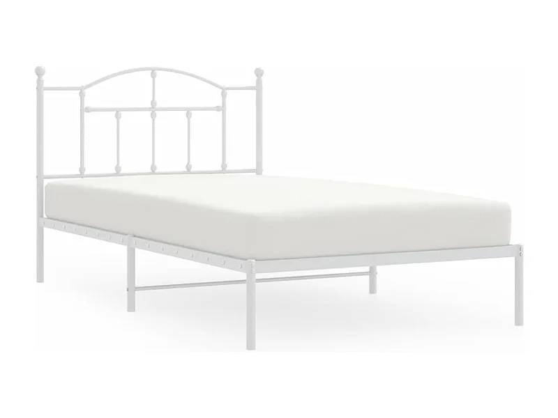 Cadre de lit métal avec tête de lit blanc 107x203